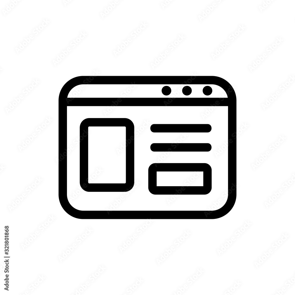 Poster browser icon vector. thin line sign. isolated contour symbol illustration