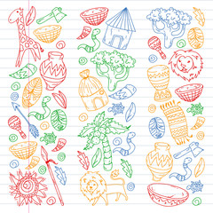 African pattern with tribal elements and animals