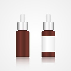 Brown glass cosmetic bottle mockup. Realistic bottle cosmetic product mockup. Realistic vector illustration.