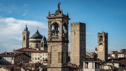 Fototapeta na wymiar panorama of the towers of Bergamo Italy