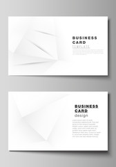 Vector layout of two creative business cards design templates, horizontal template vector design. Halftone dotted background with gray dots, abstract gradient background.