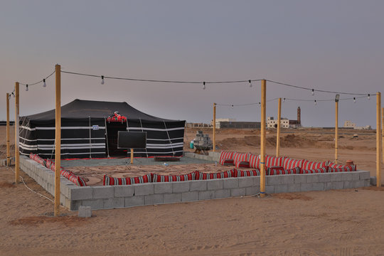 Arab tent (Majlis) for family gathering or Jeddah parties, Saudi Arabia, 2020 The Bedouin Council is an Arab heritage