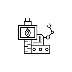 surgery robot, heart line icon on white background