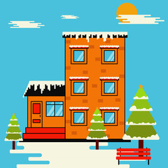 Design vector building winter