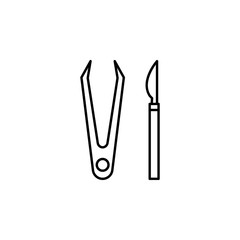 instruments, surgery, tools line icon on white background