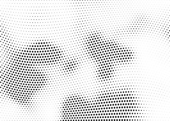 Abstract halftone wave dotted background. Halftone twisted grunge pattern, dot, circle.  Vector modern optical halftone pop art texture for poster, business card, cover, label mock-up, sticker layout