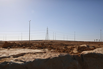 Waste oil drying field where industrial oil waste is dumped for evaporation