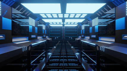 3d render bright futuristic sci fi corridor
