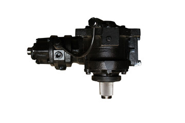 Steering mechanism gear of the truck on an isolated white background.