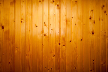 Glossy finish on wooden planks wall