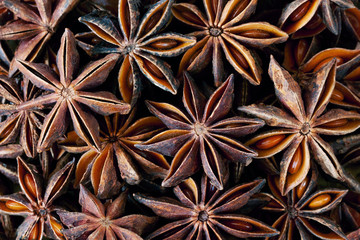 scattered anise stars food background