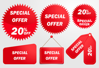 Vector special offer labels set. Apply now stickers set, vector illustration