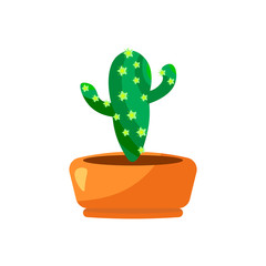 Cartoon green house plants in pots set. Leaf and flowers icon. Flowerpot isolated objects, houseplant flower pot collection. Vector illustration