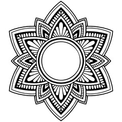 Obraz premium White and black abstract floral mandala. Vector illustration mandala for mehndi,tattoo, decor, henna, postcard, cover. Yoga template. Design Coloring book page antistress