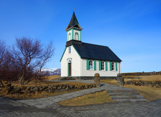 Pingvallakirkja little church in Iceland