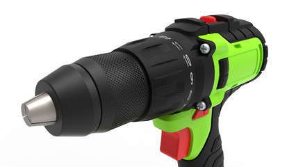 3D rendering of a computer generated drilling machine isolated