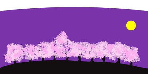 夜桜和風の背景素材
