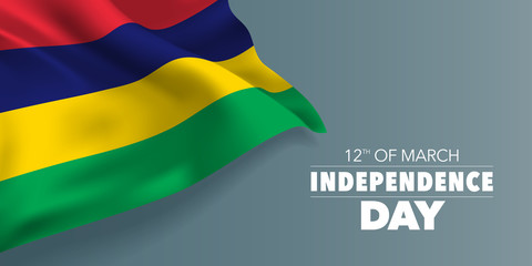 Fototapeta premium Mauritius independence day greeting card, banner with template text vector illustration