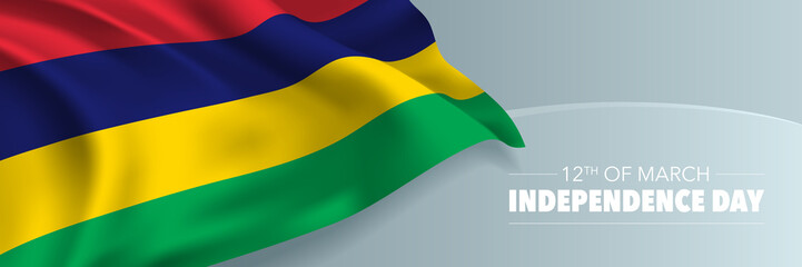 Mauritius independence day vector banner, greeting card