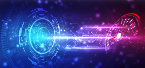 Speed motion background with fast speedometer car. Racing velocity background, Digital Abstract Speed technology background