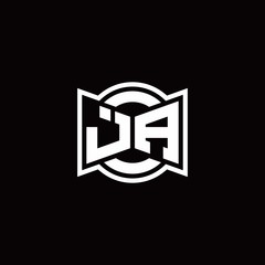 JA logo monogram with ribbon style circle rounded design template