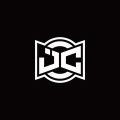 JC logo monogram with ribbon style circle rounded design template
