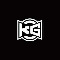 KG logo monogram with ribbon style circle rounded design template