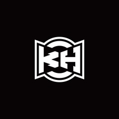 KH logo monogram with ribbon style circle rounded design template