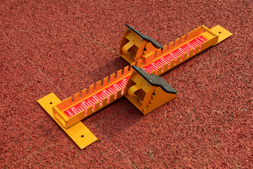 starting frame on the plastic runway