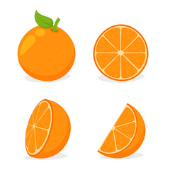 Orang fruit. Oranges cut in half and then squeezed orange juice Isolated on white background.