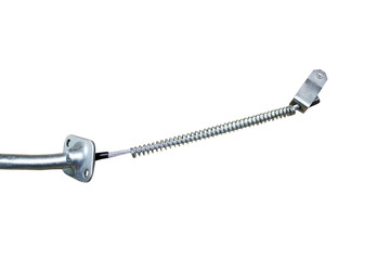 Car brake cable on an isolated white background.