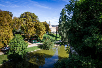 Fototapeta na wymiar 19th borough Town Hall view from the Buttes-Chaumont, Paris