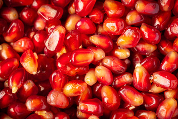 Closed up shot of fresh pomegranate seeds
