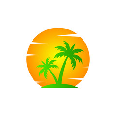 Summer logo design vector. beach holiday concept