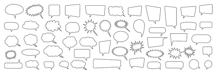 Speech bubble, speech balloon, chat bubble line art vector icon for apps and websites - obrazy, fototapety, plakaty