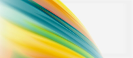 Wave lines abstract background, smooth silk design with rainbow style colors. Liquid fluid color waves. Vector Illustration