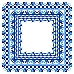 Ceramic tile border pattern. Islamic, indian, arabic motifs. Damask border seamless pattern. Porcelain ethnic bohemian background.