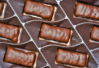 Chocolate candies in a box