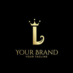 L initial logo with hair and crown in elegant style