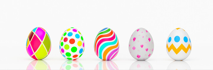 easter eggs on white background