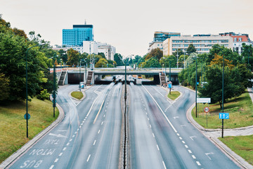 horizontal view of the big city streets