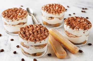 Tiramisu dessert in a glass