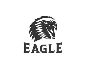 Stylized and illustrative eagle head logo.