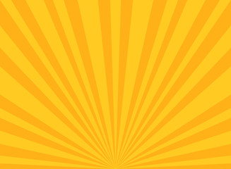 Sunlight rays horizontal background. Bright orange color burst background.