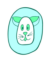 Number zero with cat in doodles style. Kids font vector Illustration on a white background.