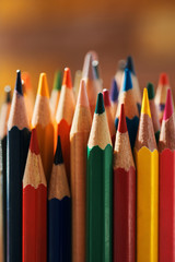 Close-up view of bunch of the colored pencil