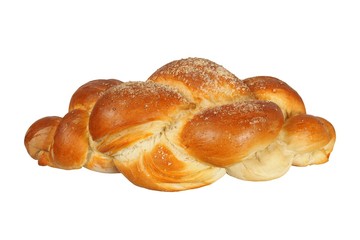 Challah bun on white