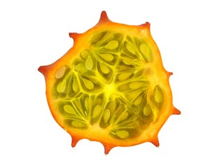 Kiwano slice on white