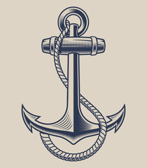 Vector illustration of an anchor with a rope © Natalia