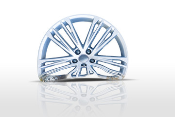 Car Alloy Flat and Broken Isolated legs white background cliping part